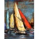 Tableau sur Bois & Métal 3D : La Régate Multicolore 11 bateaux, L 150 cm