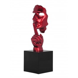 Sculpture Design Résine : Indiscrétion, Mod Rouge Rubis, H 57 cm