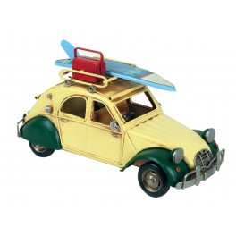 Voiture 2 CV Capote ouverte Rouge, L 26 cm