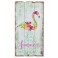 Déco murale bois animaux multicolores : Le Flamant Rose , H 60 cm