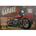 Tableau sur Bois & Métal 3D : Moto Harley Davidson & Rote 66, L 80 cm