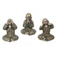 Statuettes déco : Set 3 Moines de la Sagesse, Myanmar, H 14 cm