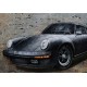 Tableau sur Bois & Métal 3D : La Porsche 911 Carrera, Bleu, L 120 cm