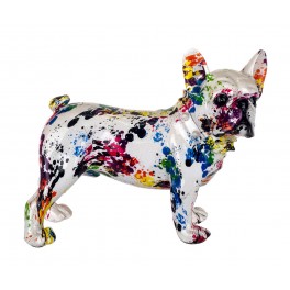 Statuette Chien XL : Le Bouledogue, Finition Argent, H 62 cm