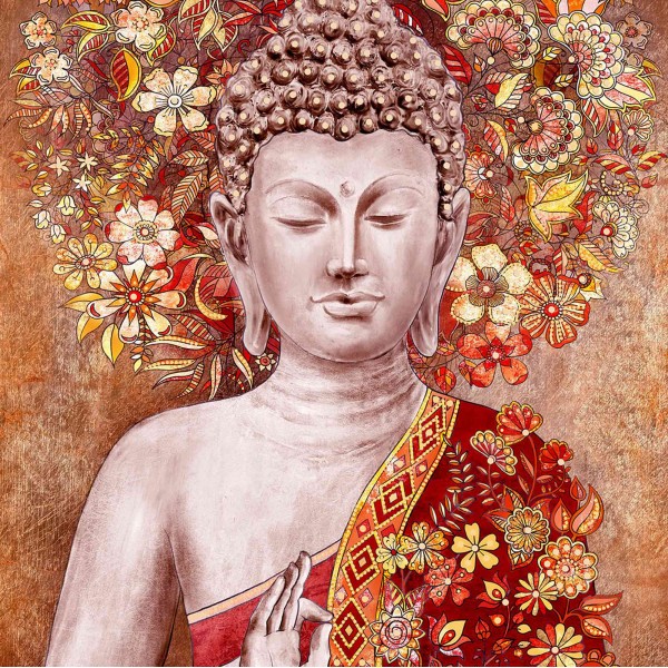 Tableau bouddha Buda vintage floral - TenStickers