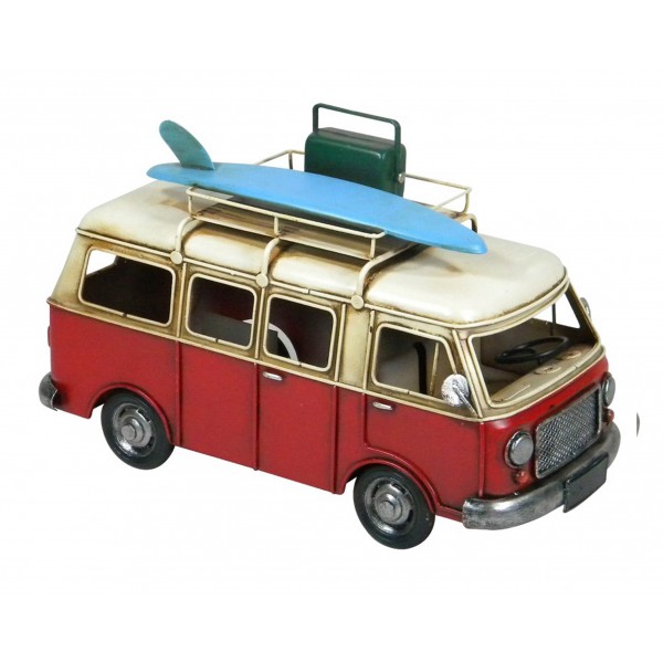 Miniature 2 CV remorque Caravane : Planche de Surf & Valise. L 40 cm