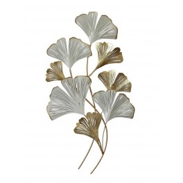 Décoration murale Fleurs : Feuilles de Ginkgo, Vert & Bleu, H 112 cm