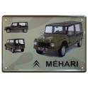 Plaque Métal bombée : La Citroën Mehari Orange, 3 vues, 30 x 20 cm