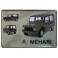 Plaque Métal bombée : La Citroën Méhari Verte, 3 vues, 30 x 20 cm