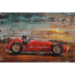 Tableau sur Bois & Métal 3D : Formule 1 Ferrari, L 120 cm