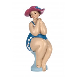 Figurine Thème Bord de Mer : Baigneuse rétro Assise, H 19 cm