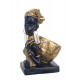 Buste Femme Africaine et Panier en coupelle, Collection Swazi, H 24 cm