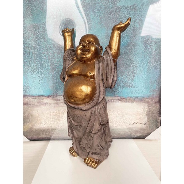 Statue Bouddha Rieur couleur bronze