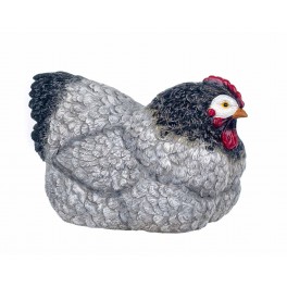 Poule résine & crochet 12 cm, modèle rose et bleu