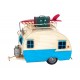 Miniature Caravane, Bleu, Planche de Surf & Valise, L 24 cm