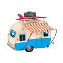 Miniature Caravane, Bleu, Planche de Surf & Valise, L 24 cm