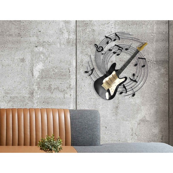Décoration murale métal thème musique,Guitare et portée musicale