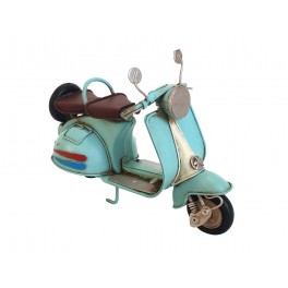 Miniature Laiton : Scooter Vespa Métal Bleu Marine, L 18 cm