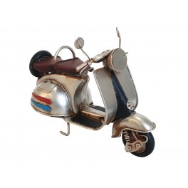 Miniature Laiton : Scooter Vespa Métal Bleu, L 18 cm