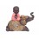 Figurine Résine : Mini Bonze Baby Zen sur éléphant, Rouge, Hauteur 13 cm