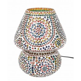 Lampe Baroque Ethnique, Multicolore, Abat jour Métal et Verre, H 45 cm