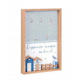 Boite à clés en Bois MDF, Happiness is at the Beach, Hauteur 30 cm