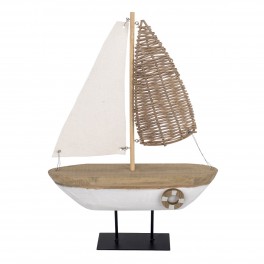 Voilier stylisé et Design en Bois, Style Scandinave, H 36,5 cm