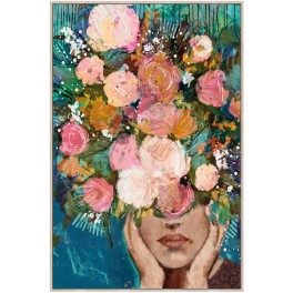 Tableau moderne Femme : Femme Florale, H 100 cm