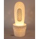 Lampe d'ambiance et Veilleuse Cactus, Porcelaine blanche ajourée, H 30 cm