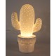 Lampe d'ambiance et Veilleuse Cactus, Porcelaine blanche ajourée, H 30 cm