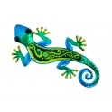 Gecko Mural Vert, Métal et Verre, Modèle JUNGLE GREEN, H 30 cm