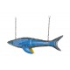 Déco Marine Vintage : Poisson bleu en métal, Marquage industriel, L 85 cm