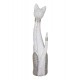 Grande Figurine Chat Debout, Modèle Felicity, Blanc et Argent, H 52 cm