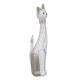 Grande Figurine Chat Debout, Modèle Felicity, Blanc et Argent, H 52 cm