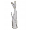 Grande Figurine Chat Debout, Modèle Felicity, Blanc et Argent, H 52 cm