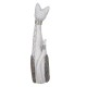 Grande Figurine Chat Debout, Modèle Felicity, Blanc et Argent, H 39 cm