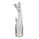 Grande Figurine Chat Debout, Modèle Felicity, Blanc et Argent, H 39 cm