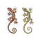 Set 2 Geckos en Résine, Déco murale ou à poser, Modèle Tropik, H 16 cm