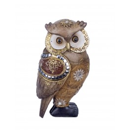 Figurine Hibou, Camaïeu de Marron et Bordeaux, Coll Kingsley, H 17 cm