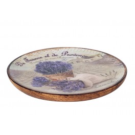 Plateau bois de Manguier, Thème Rétro Lavande de Provence, Diam 22 cm