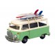 Van Combi Miniature en Fer, Modèle Valise et Planche de Surf, Rouge, L 28 cm