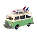 Van Combi Miniature en Fer, Modèle Valise et Planche de Surf, Rouge, L 28 cm