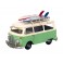 Van Combi Miniature en Fer, Modèle Vert et Planches de Surf, L 28 cm