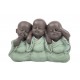 Figurine 3 Bouddhas Chinois de la Sagesse, Bleu. Coll Méditation, L 15,5 cm