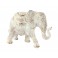 Figurine Eléphant Blanc et Beige, Modèle KAZI, L 20 cm