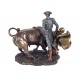 Figurine Corrida Résine : Taureau et Torero, Finition Antic Line, L 18 cm