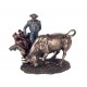 Figurine Corrida Résine : Taureau et Torero, Finition Antic Line, L 18 cm