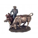 Figurine Corrida Résine : Taureau et Torero, Finition Antic Line, L 18 cm