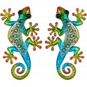 Gecko Mural Vert, Métal et Verre, Modèle Vert EXOTIK, H 21 cm