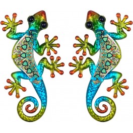 Gecko Mural Vert, Métal et Verre, Modèle Vert EXOTIK, H 21 cm